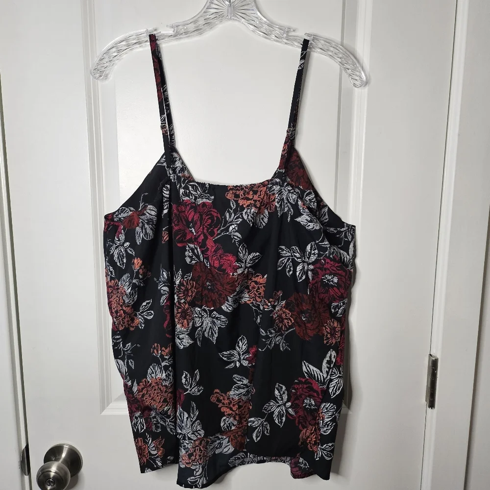 Japna Cami Lounge XL Floral Lace Trim Black Red Romantic Boho Tank Top Summer - Picture 5 of 10
